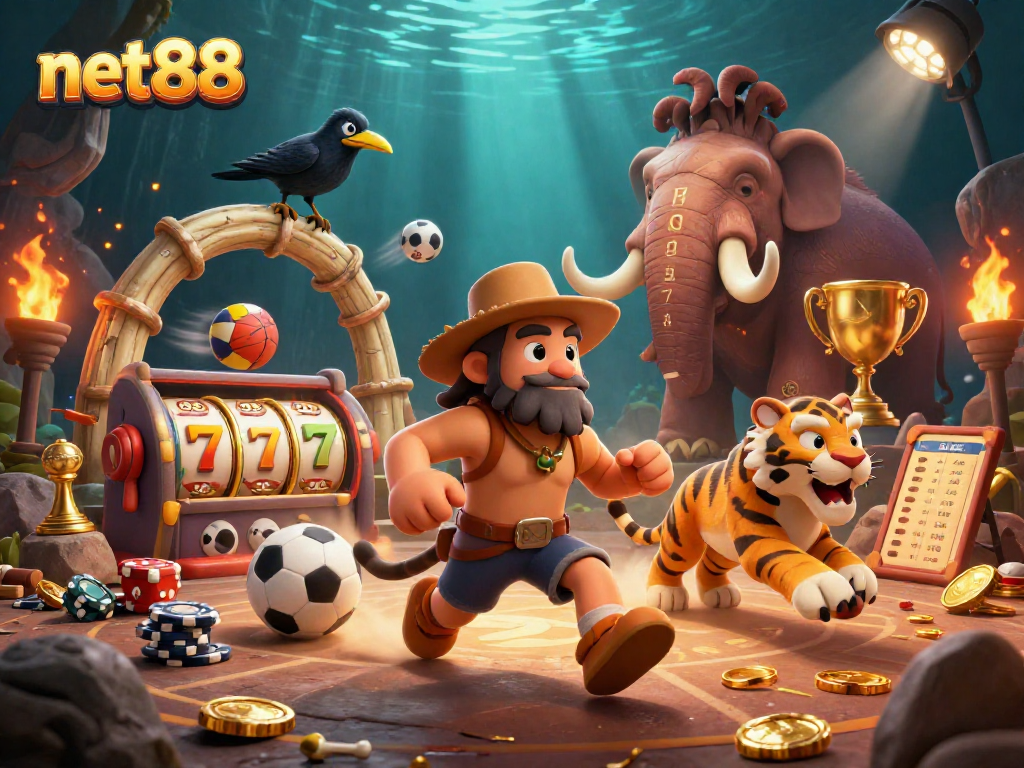 Experience thrilling net88 slots action in an ultra-detailed casino scene filled with excitement.