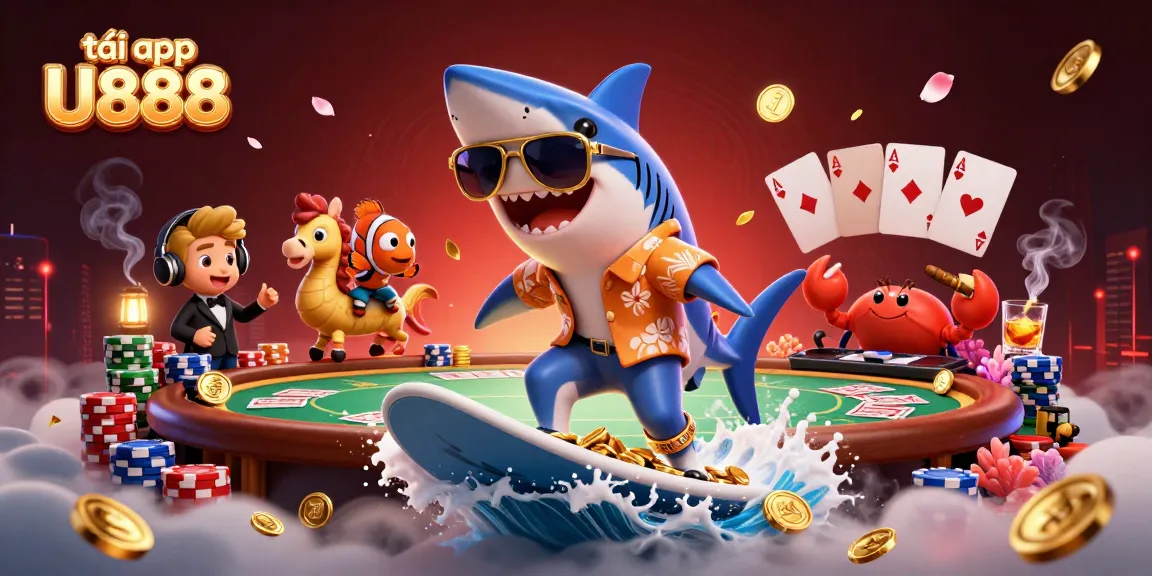 Engage in gaming thrills and tải app U888 with a vibrant 3D scene of casino fun and excitement.