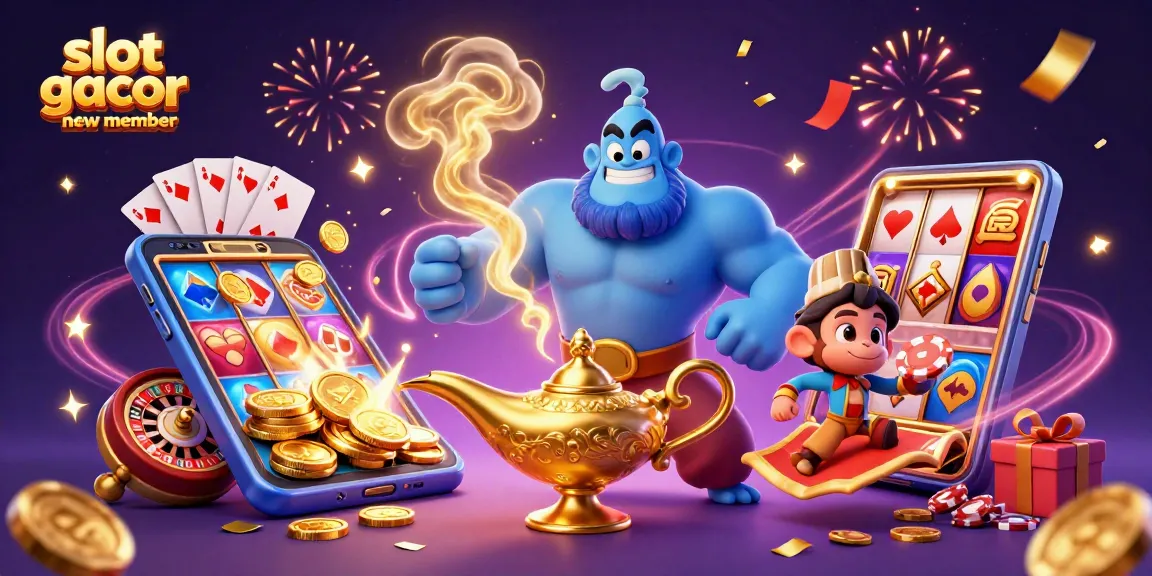 Win big with slot gacor new member bonuses and exciting game features in this vibrant illustration.