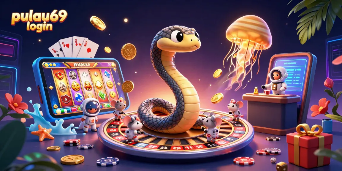 Play with pulau69 login at a cosmic casino with vibrant characters and dynamic gaming elements.