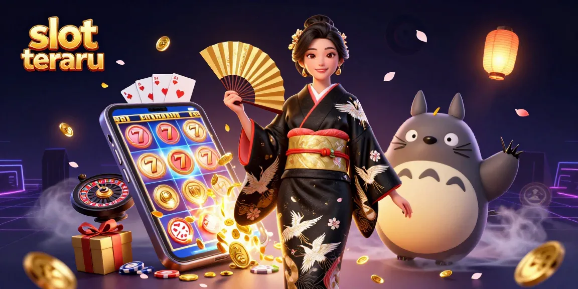 Spin to win with slot terbaru in this vibrant 3D casino illustration featuring colorful slot games.
