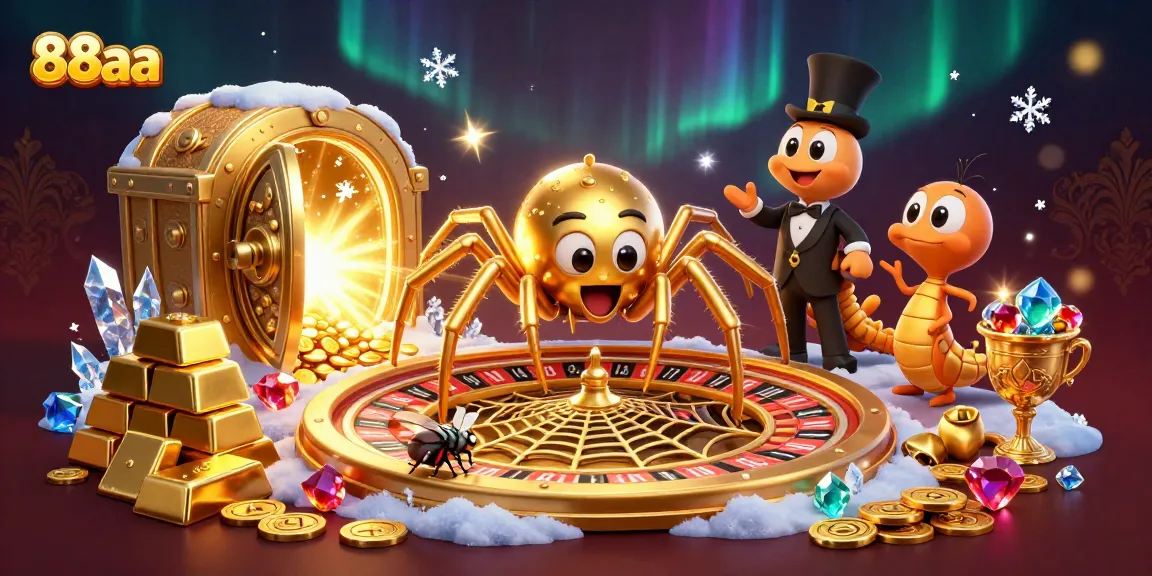 Bet on thrilling games at 88aa with a captivating roulette scene of a spider and a fly.