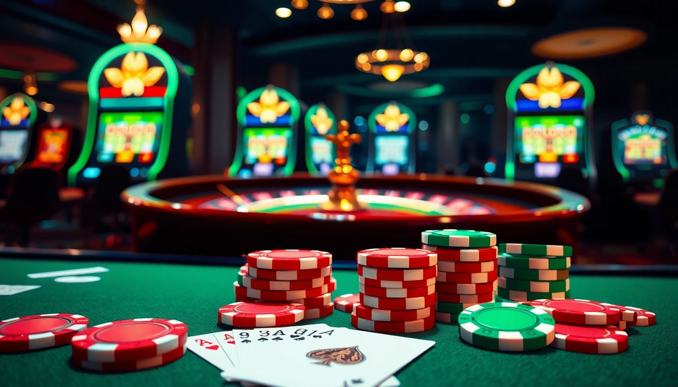 Engaging casino scene featuring playing cards and poker chips highlighting the excitement of gaming.
