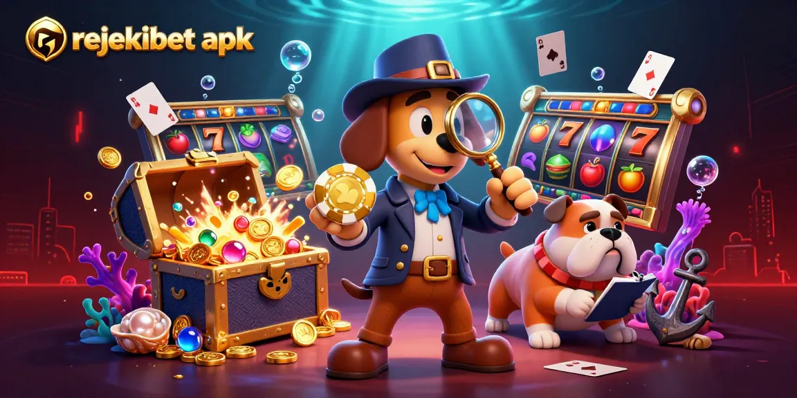 Engage in thrilling gameplay with rejekibet apk, featuring a detective finding clues in a vibrant casino setting.