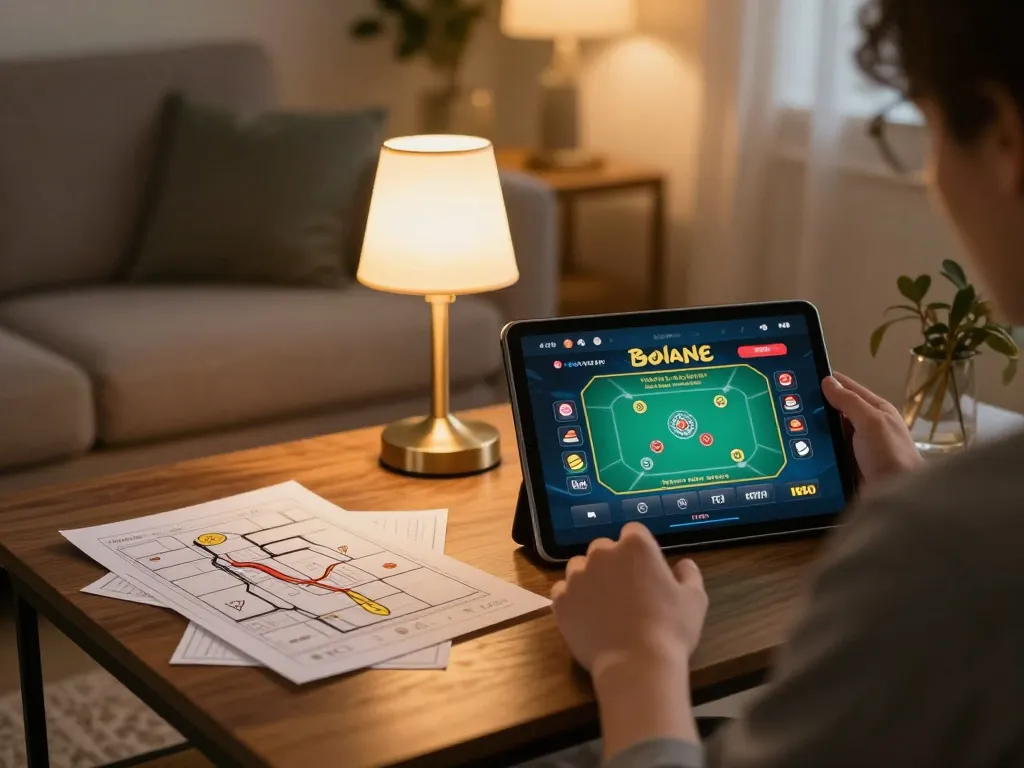 Engaged in online casino gaming with m118 poker strategy notes in a cozy setup.