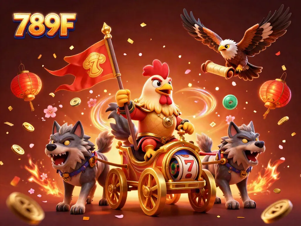 Experience thrilling gameplay at 789F with an exciting illustration of slot machines and dynamic gaming elements.
