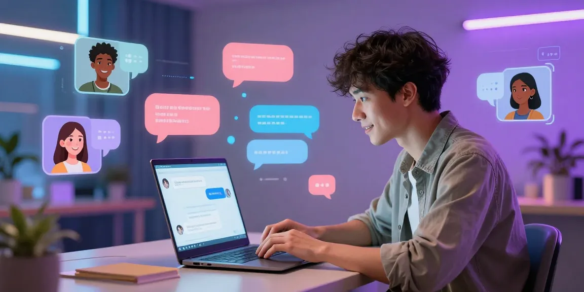 Engaging AI spicy talk interaction with a vibrant digital avatar and user in a lively chat environment.