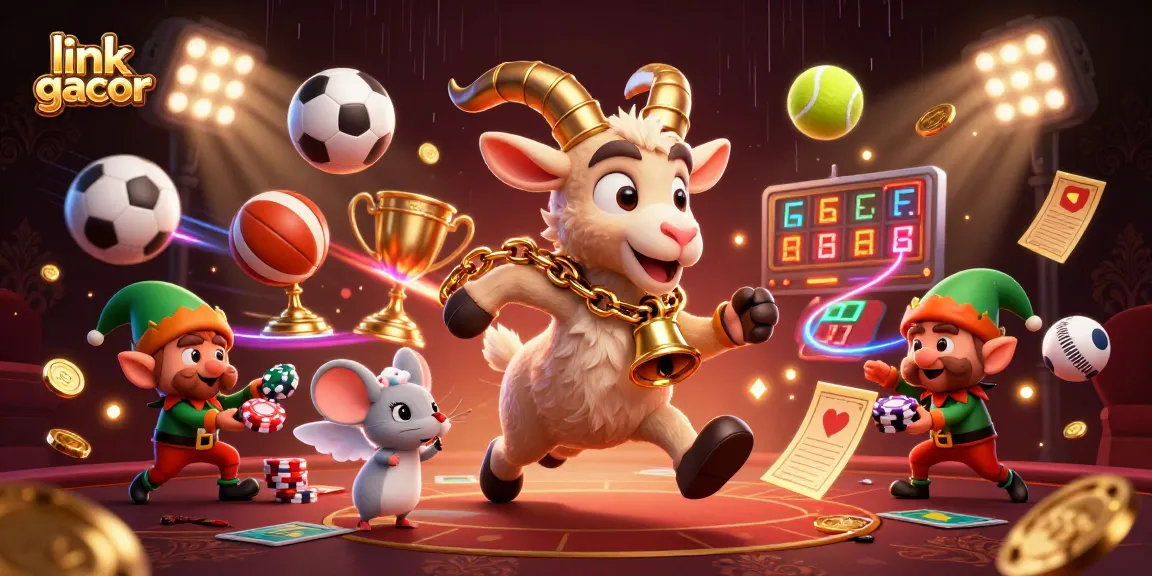 Experience the exuberance of "link gacor" at a festive casino with lively characters and thrilling games.