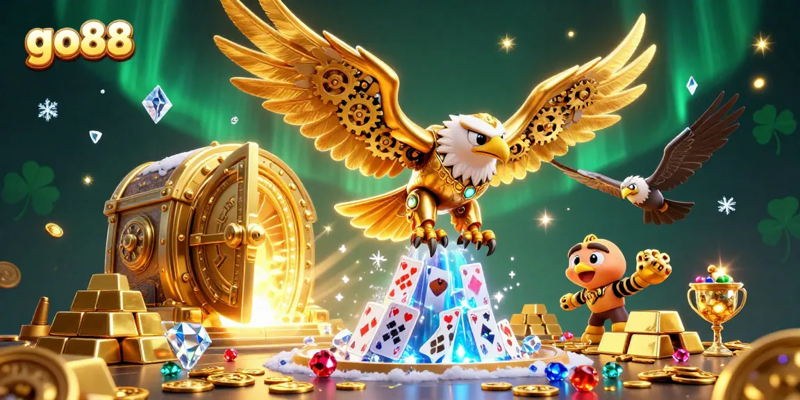Experience thrilling gameplay with go88 as a golden eagle soars through vibrant casino treasures.