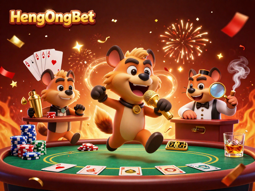 Engage with HengOngBet's thrilling comedy casino scene featuring hyenas in action.
