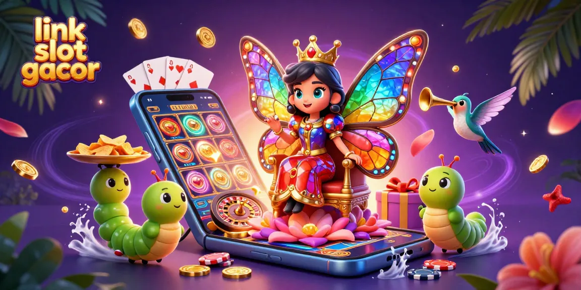 Tingkatkan peluang menang dengan link slot gacor dalam ilustrasi kasino 3D yang menampilkan berbagai elemen slot.