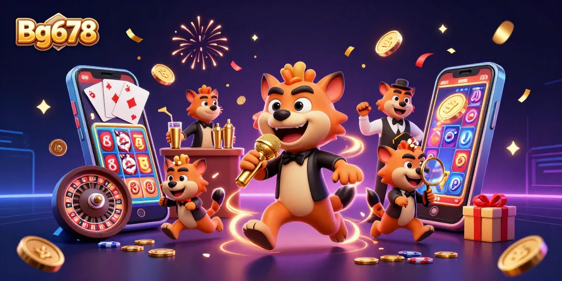 Experience the excitement of Bg678 casino with lively hyenas running a dynamic gaming club filled with gold coins and fun!