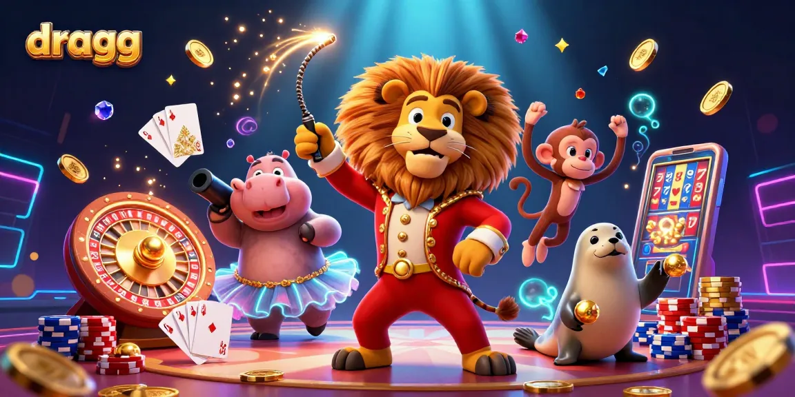 Experience thrilling wins with dragg in a vibrant 3D casino scene filled with captivating characters and games.
