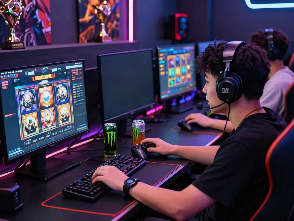 A80 gaming platform dynamic scene showing an enthusiastic player immersed in online gaming at a modern desk setup.