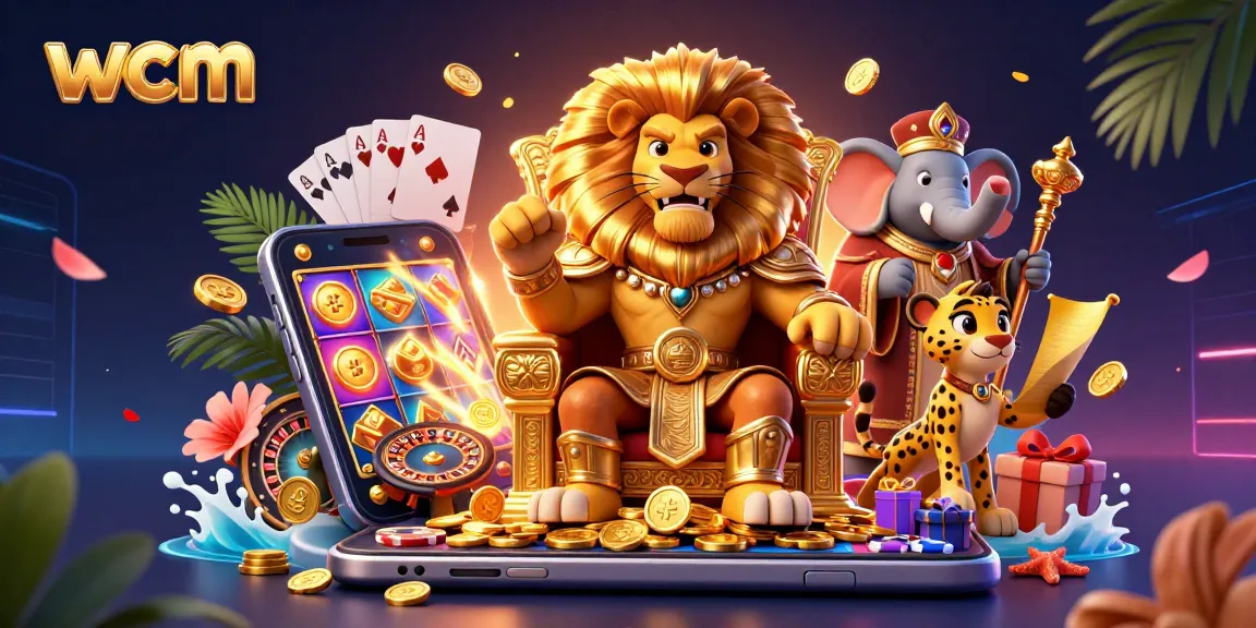 Experience thrilling gameplay at wcm with a lion king and vibrant casino elements showcasing excitement.