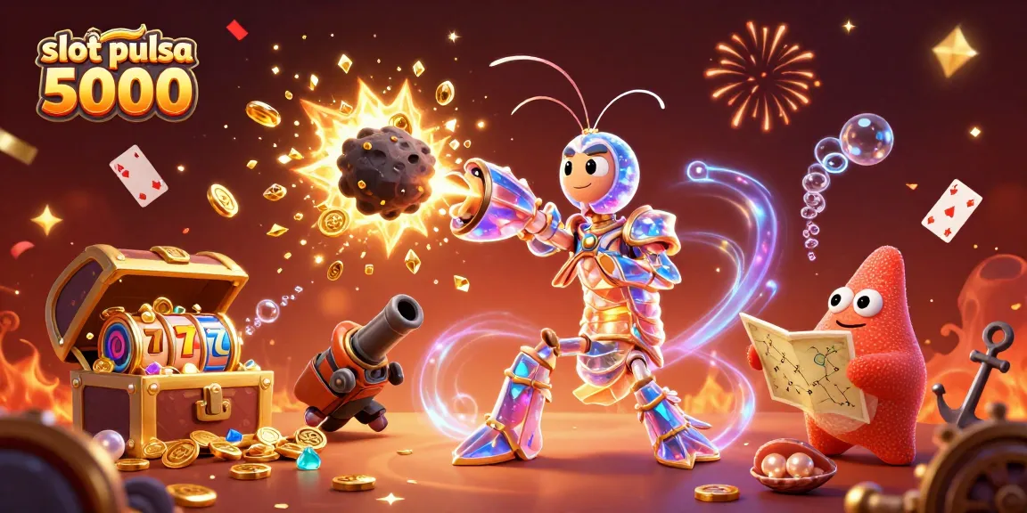 Menggali peluang menang dengan slot pulsa 5000 dalam ilustrasi kasino yang penuh warna.