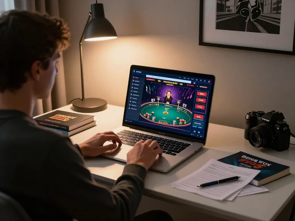 Experience ดูหนัง in a modern home gaming setup with a poker online interface