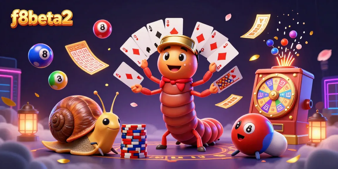 Experience the vibrant excitement of f8beta2 with a lively 3D casino scene featuring a millipede dealer and high roller.