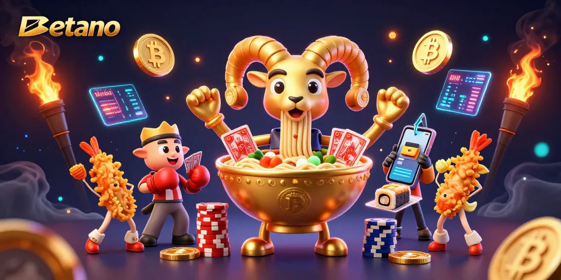 Betano offers a lively casino experience featuring cartoon characters engaged in games and crypto elements.