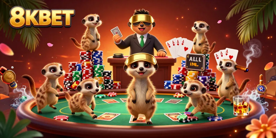Experience high-stakes gameplay at 8KBET's vibrant meerkat casino showcasing poker action and excitement.