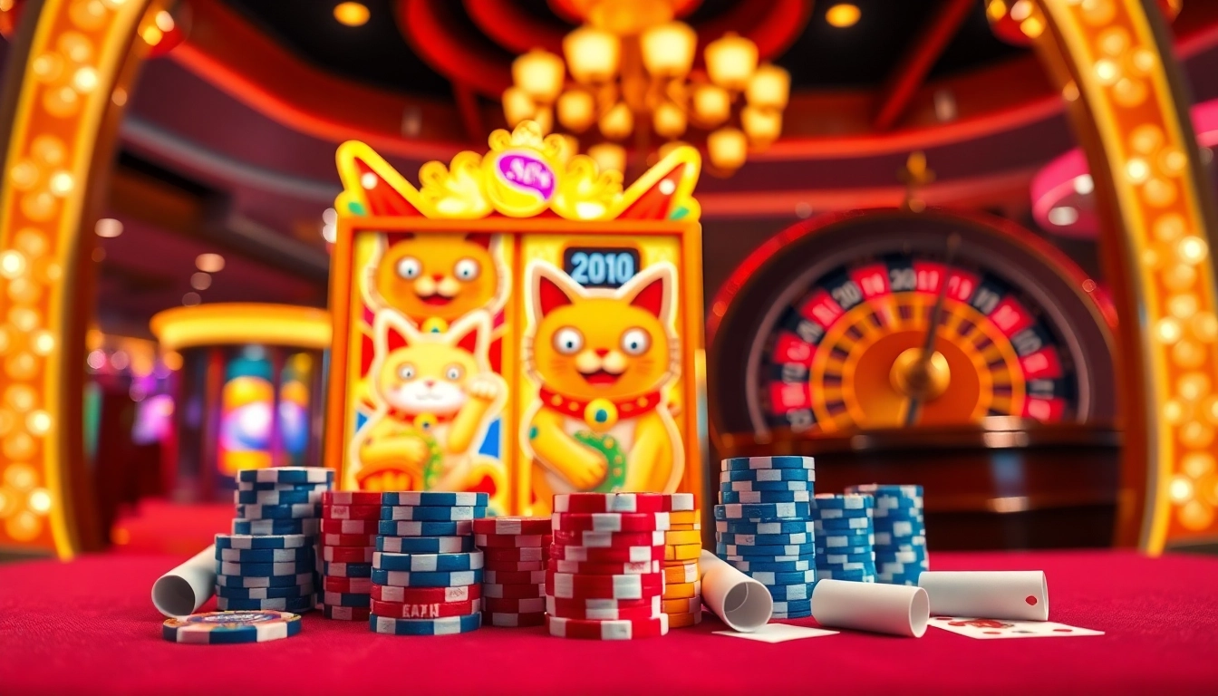 Spin the Lucky Neko PG Soft โบนัสฝาก 50 รับ 100 slot machine amidst vibrant casino lights and glamour.