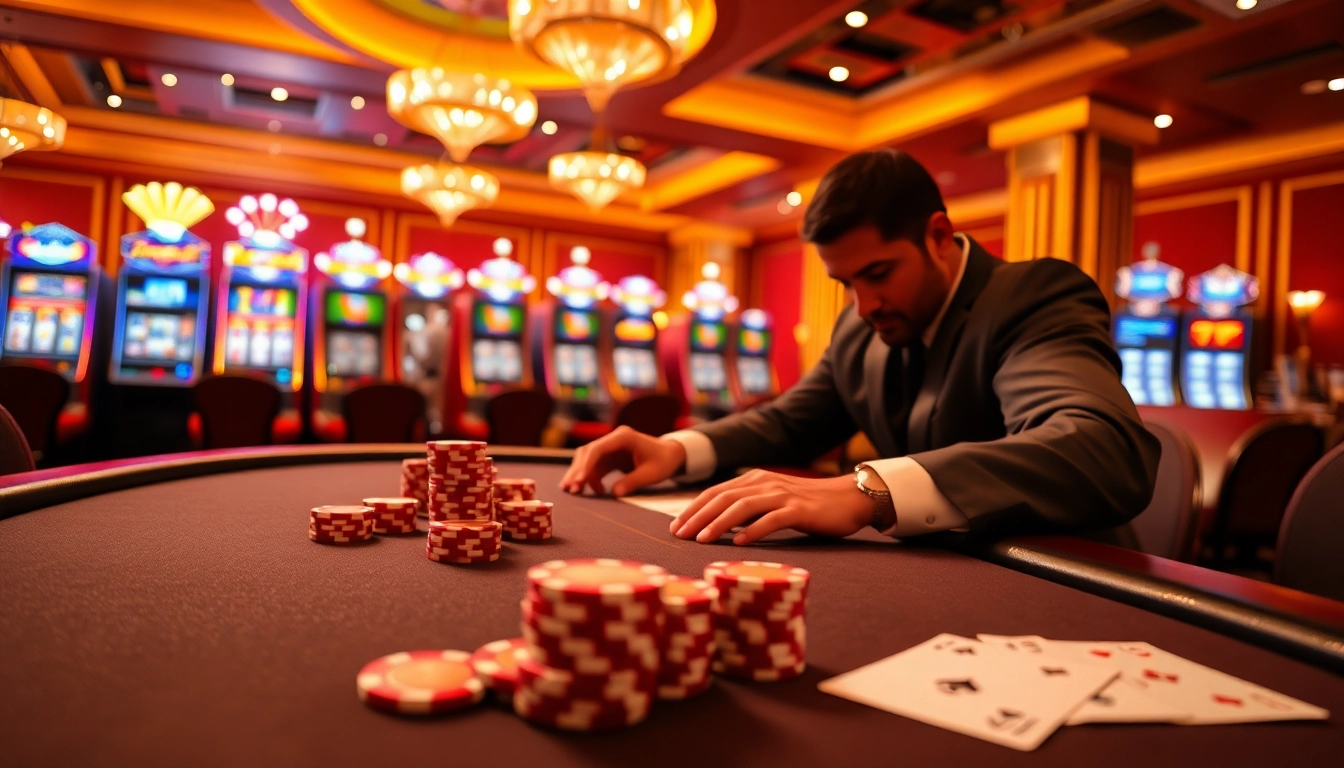 Players experiencing excitement at home eejl online casino with vibrant tables and slot machines.