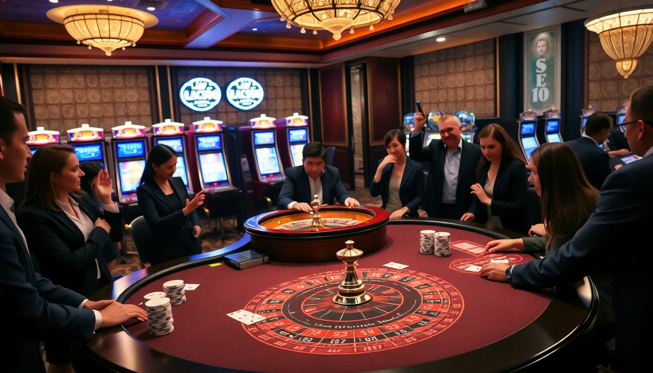 Experience thrilling gaming at LC88 casino with vibrant poker chips and elegant dealers.
