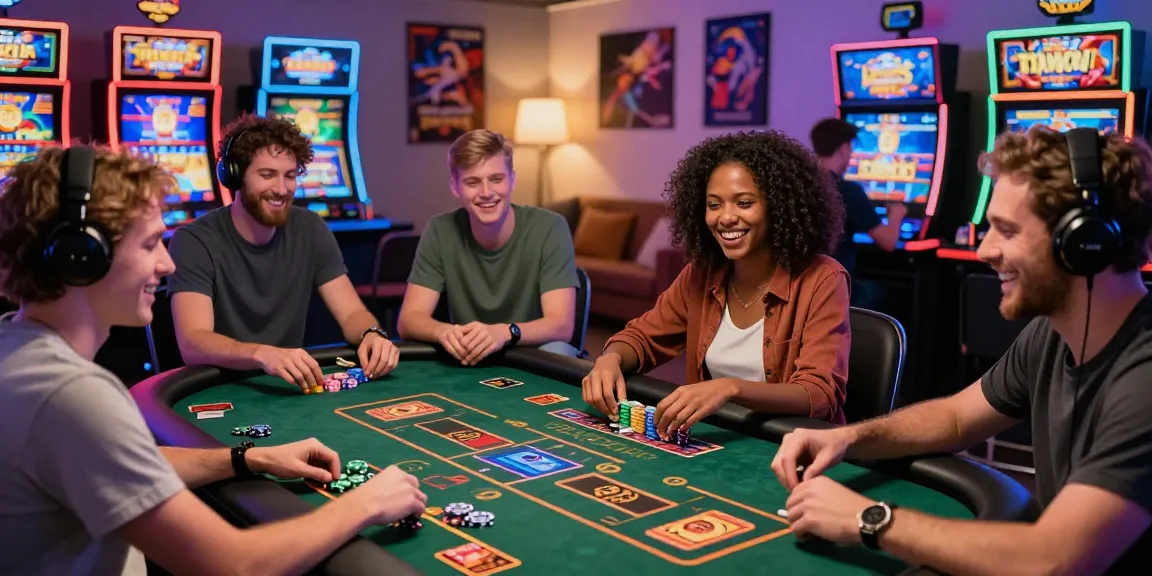 Exciting scene of players enjoying online casinos that accept credit cards in a lively home setting, showcasing vibrant gaming interaction.