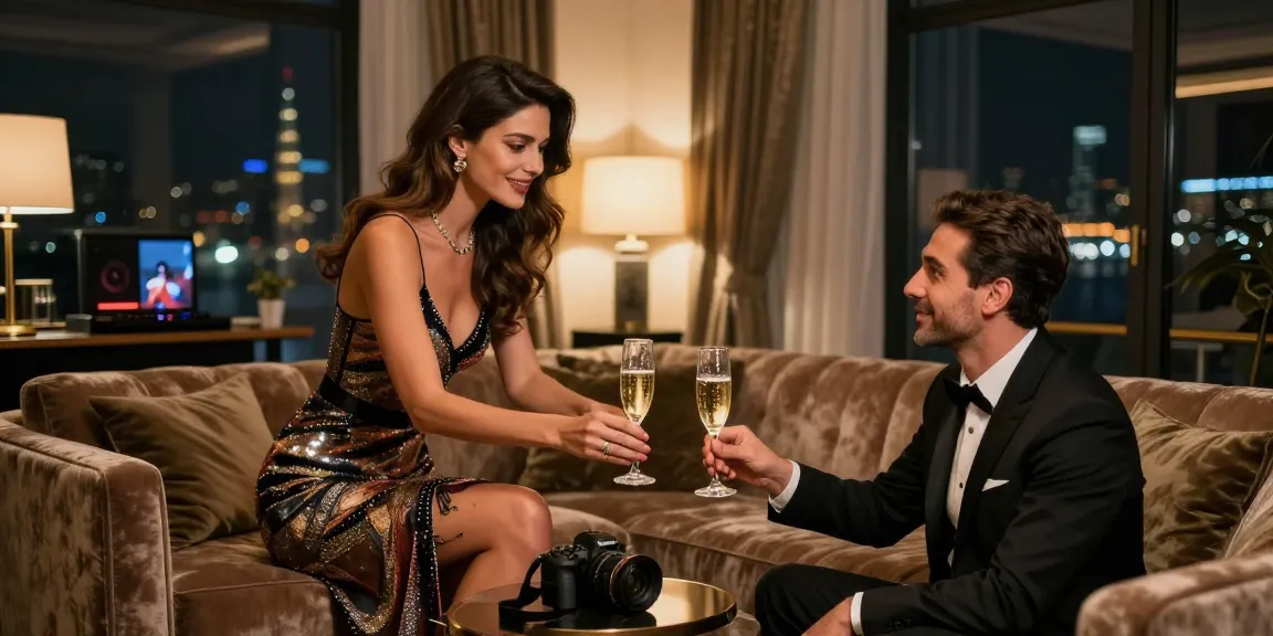 Intimate scene showcasing an İstanbul Escort creating a luxurious atmosphere for a gentleman in a stylish apartment.