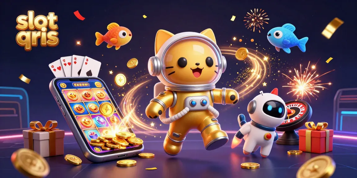 Spin to win at slot qris with a vibrant cosmic illustration of an astronaut cat!