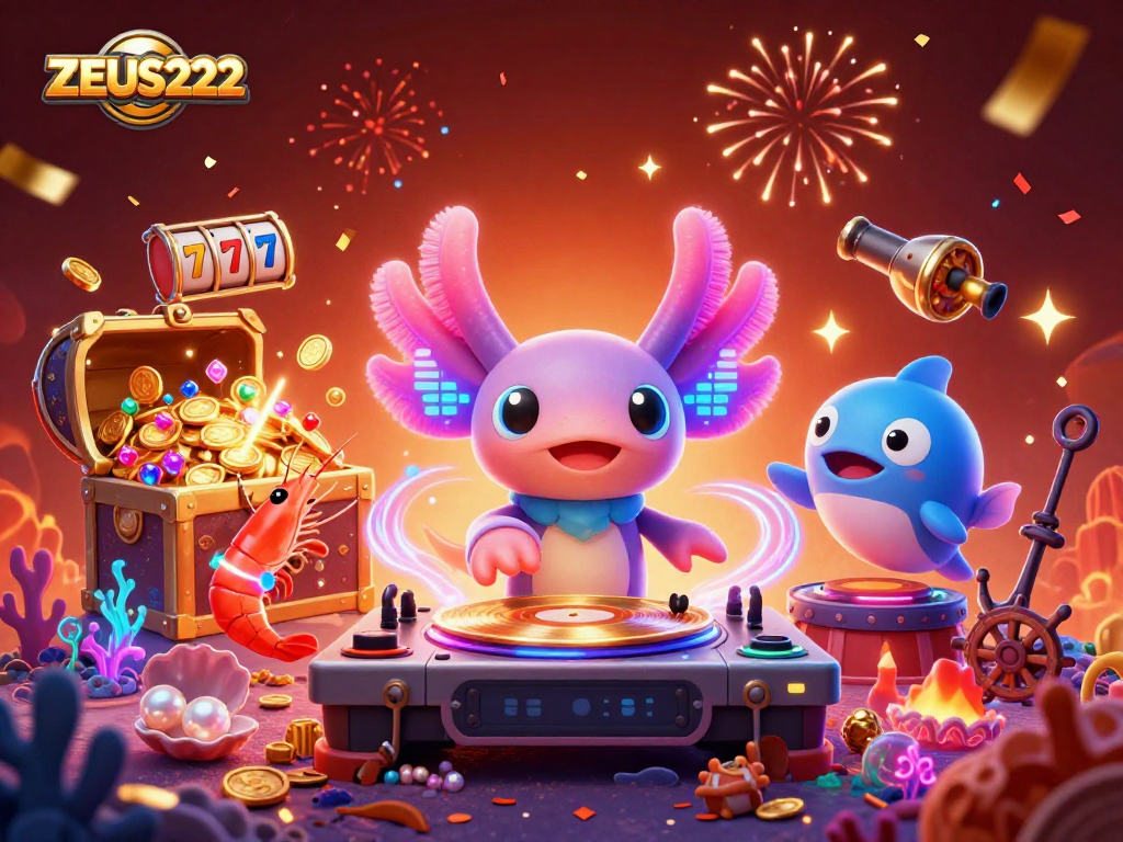 Experience thrilling gameplay at ZEUS222 with vibrant underwater casino elements and dynamic characters.
