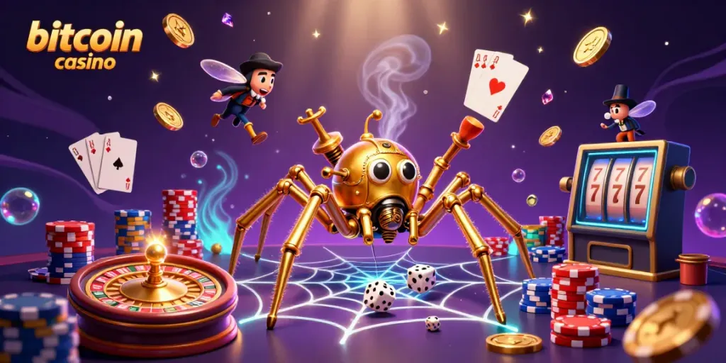 Experience vibrant action at this bitcoin casino with whimsical characters and dynamic gaming elements.