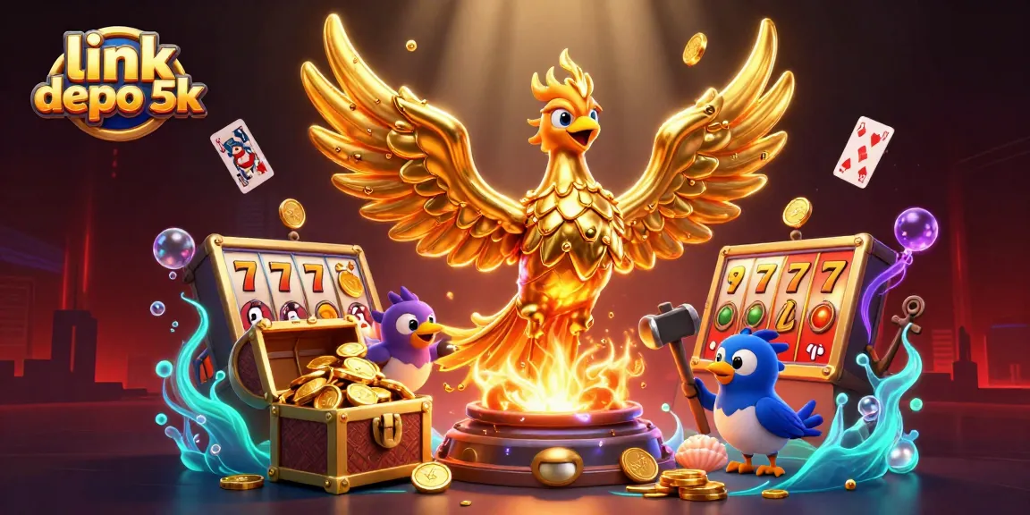 Experience thrilling gameplay with link depo 5k, featuring a molten golden phoenix and vibrant slot elements.
