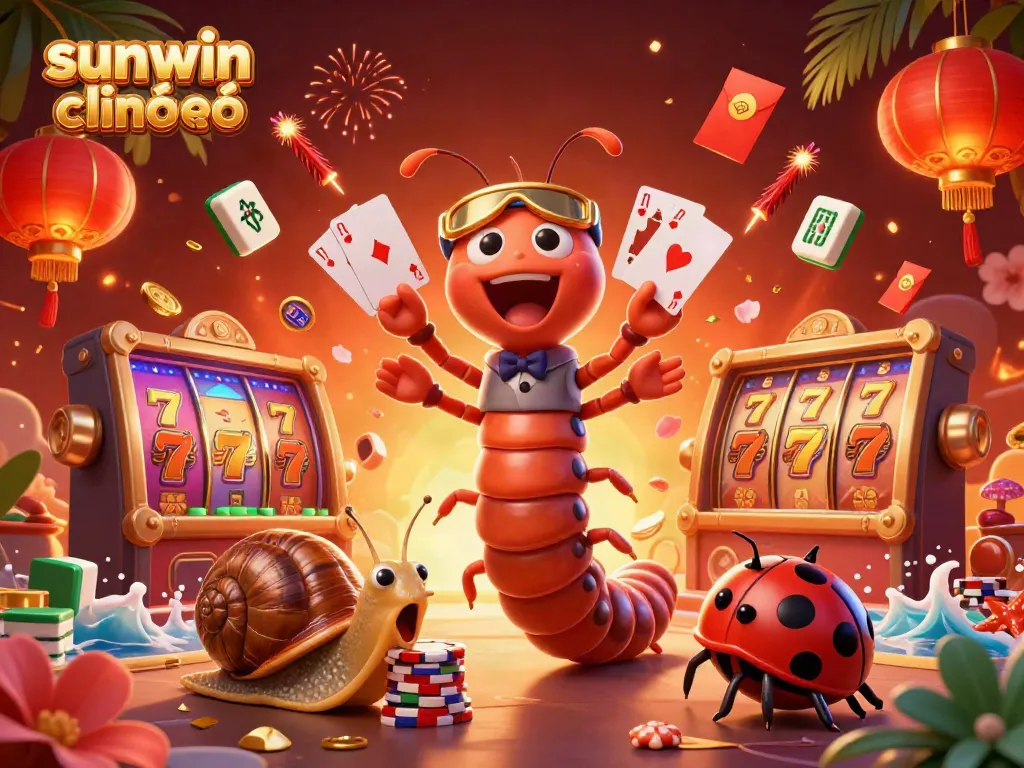 Experience excitement with sunwin chính chủ in a vibrant casino scene featuring playful characters and lively gaming elements.