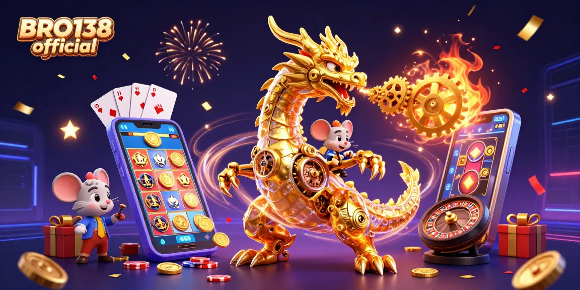 BRO138 official showcases an exhilarating 3D gaming experience with golden dragon and exciting slot games.