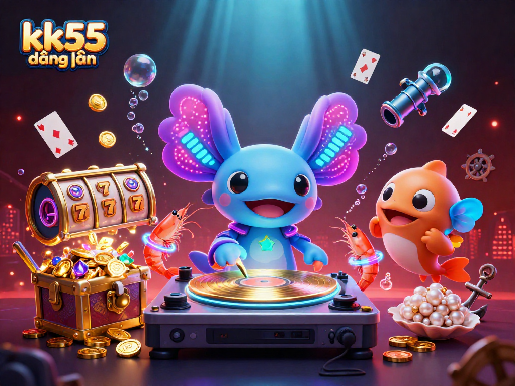 Join the excitement at kk55 đăng nhập with an exhilarating underwater casino scene featuring colorful characters and games.