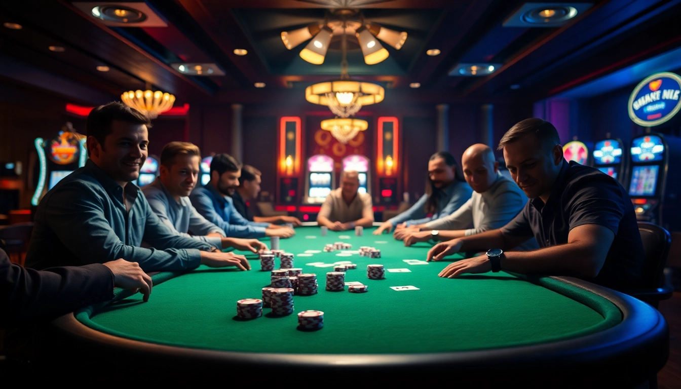 BBNI4D sedang bermain poker di meja kasino yang penuh semangat.