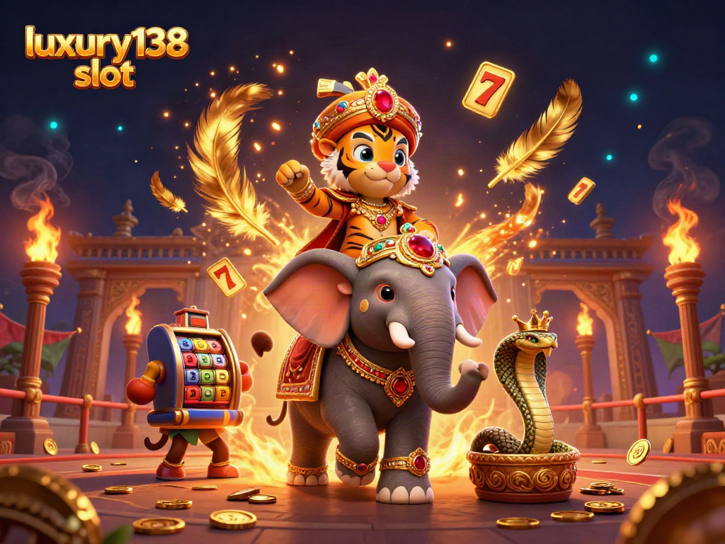 Gambarkan petualangan menyenangkan dengan luxury138 slot dalam ilustrasi slot 3D penuh warna.