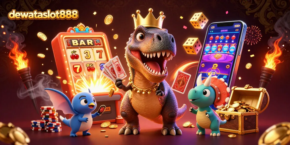 dewataslot888 memicu jackpot dengan slot dan karakter 3D yang lucu dalam ilustrasi kasino