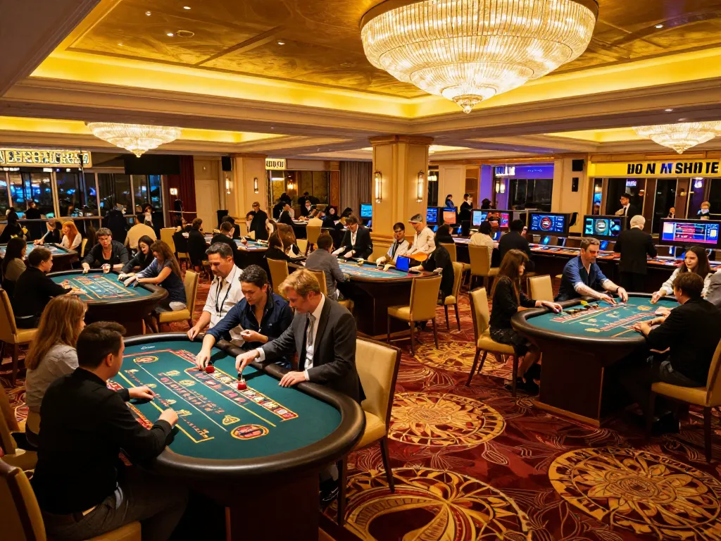 Players engaging at glamorous casino tables while exploring net88 gaming options.