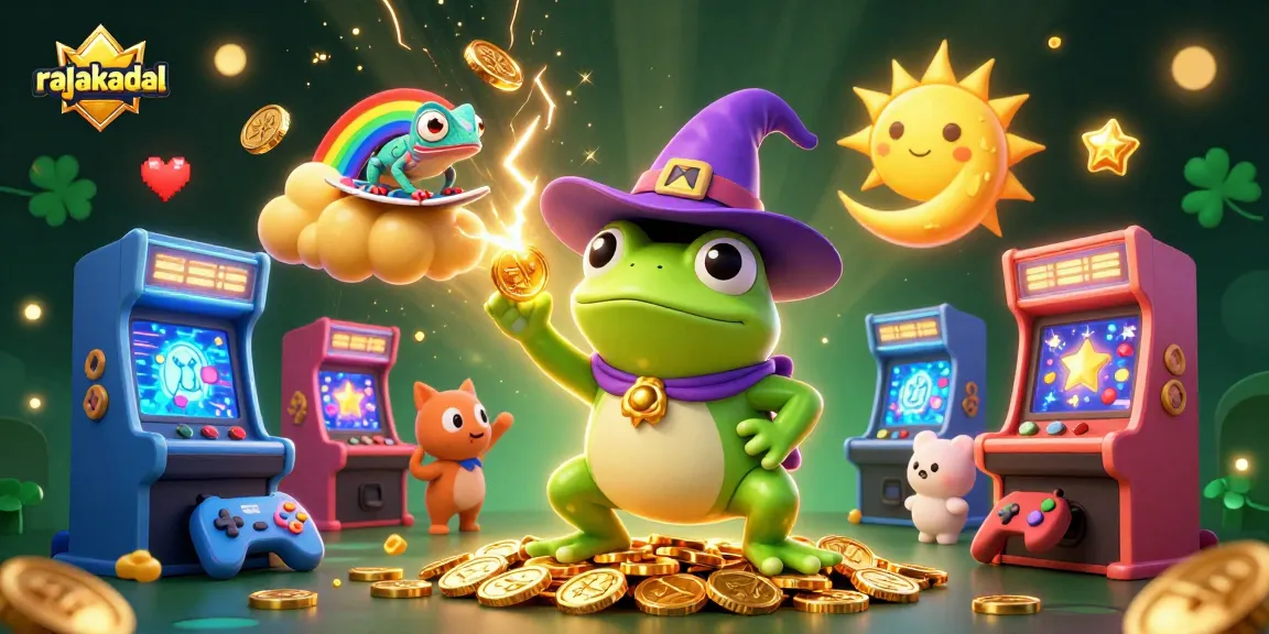 Menangkan game di rajakadal dengan frog penyihir cuaca di tengah badai koin emas dan chameleon pelangi.