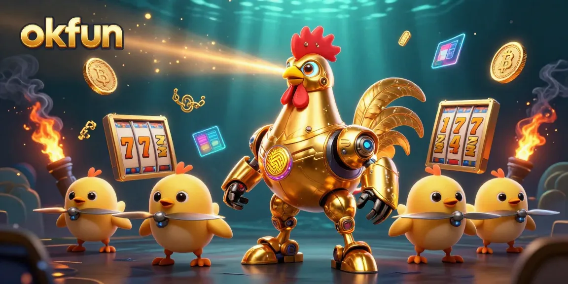 Engage in thrilling gameplay at okfun with dynamic slot games, colorful coins, and a futuristic theme.