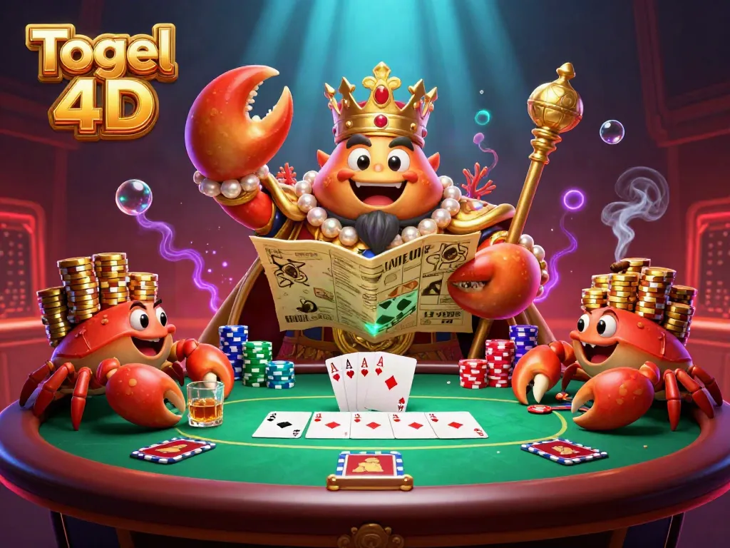 Menangkan Togel 4D dengan ilustrasi fantastis dari kaisar kepiting emas dan elemen perjudian lainnya.