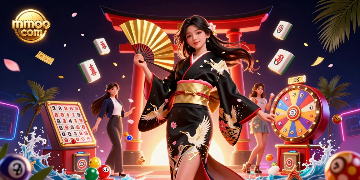 Engage with exciting games at mmoo com featuring a dynamic 3D casino illustration.