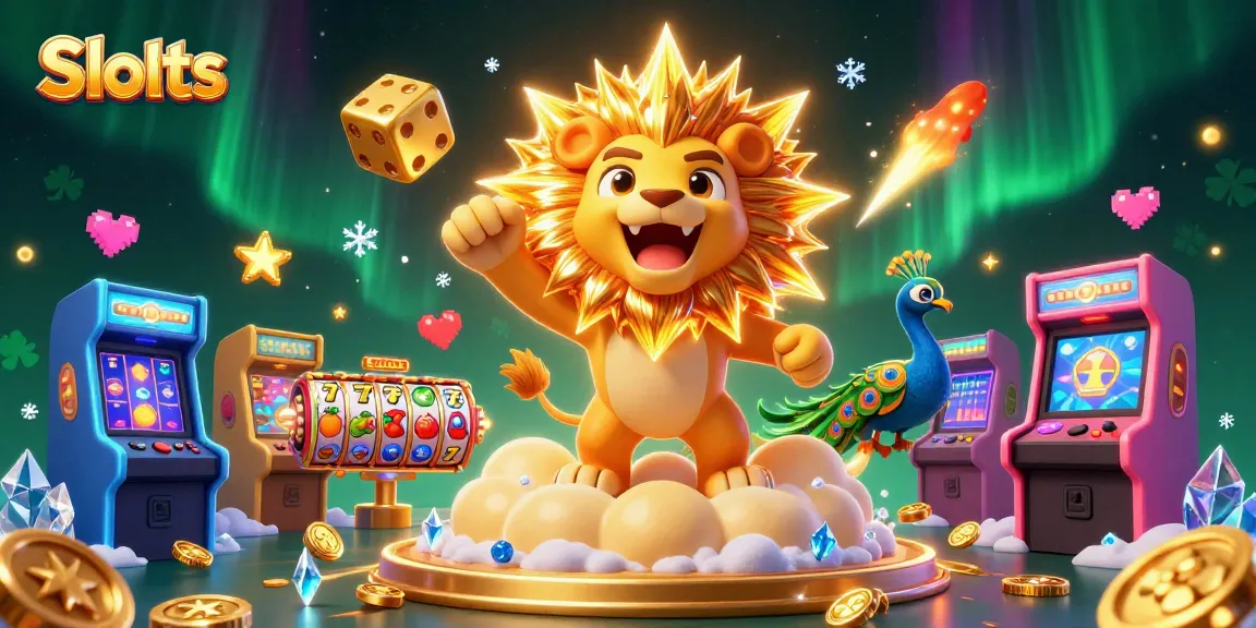 Spin the reels and win big with vibrant Slots surrounded by golden coins and playful characters.