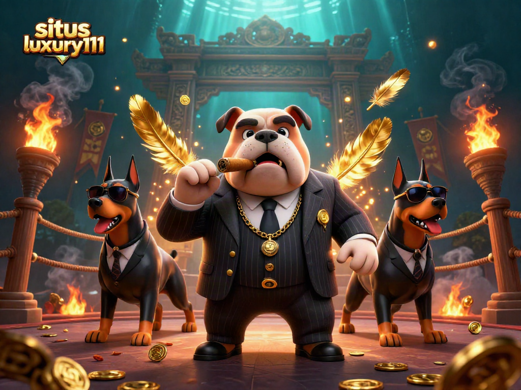 Experience thrilling gaming action at situs luxury111 with a mafia-themed casino illustration.