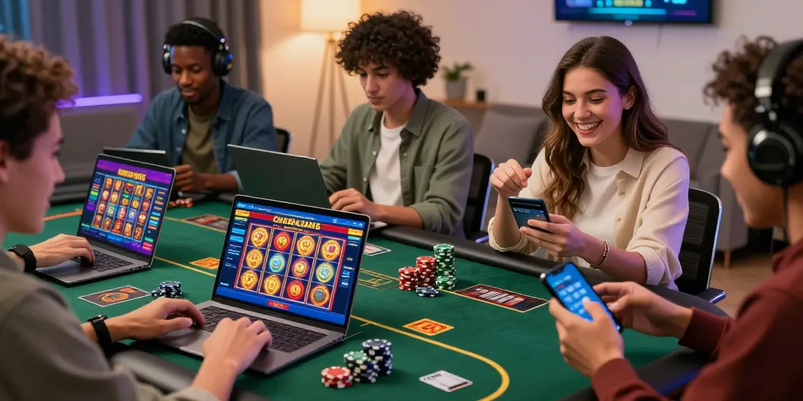 Diverse players enjoying https://dea.org.uk credit card casinos in 2026 with vibrant online gaming elements in a cozy atmosphere.