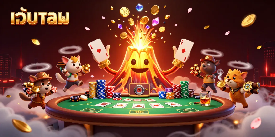 Experience thrilling เว็บบอล action as golden volcano erupts coins and treasures, capturing exciting betting dynamics.