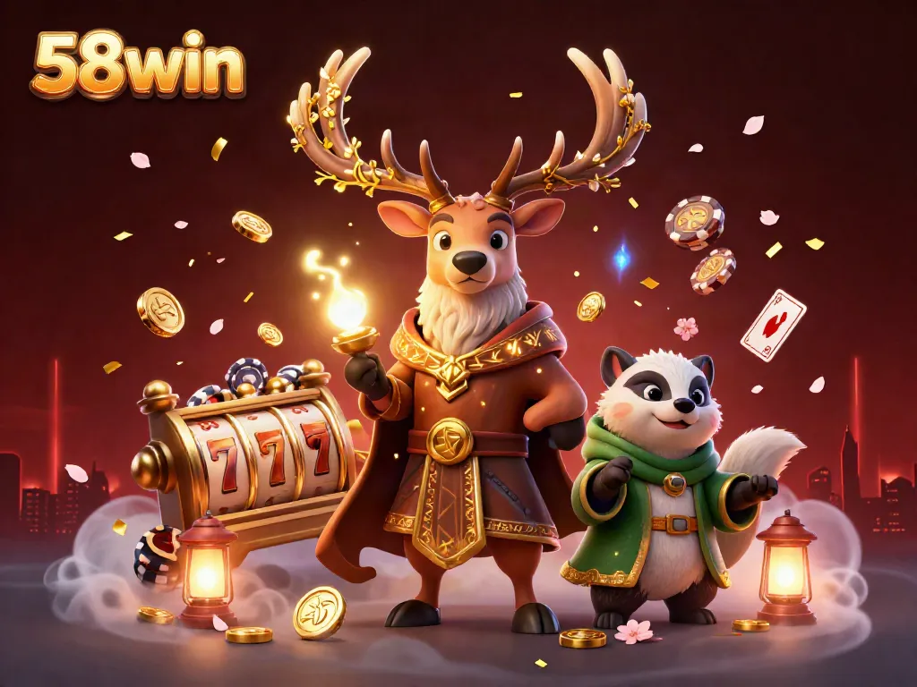 Feel the excitement of 58win with vibrant characters and engaging casino elements in a dynamic 3D scene.