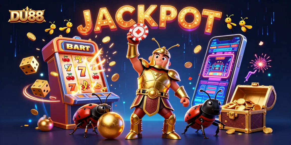 Join the excitement at DU88 where a victorious beetle champions the slot machine jackpot!